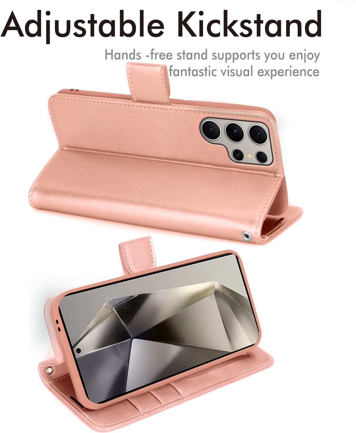 [Wallet Case] Protective Cover with Cash & Card Holder, Stand and Wrist Strap For Samsung Galaxy S24 Ultra