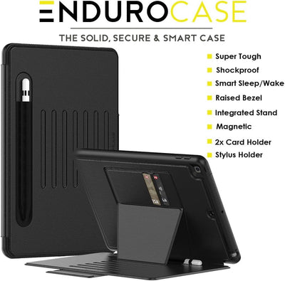 [Enduro Case] Tough Strong Magnetic & Flip Case [Auto Sleep/Wake] Cover with Multi-Angle Stand & Card Slot For Apple iPad 10.2" 2021-2019 9th-7th Gen