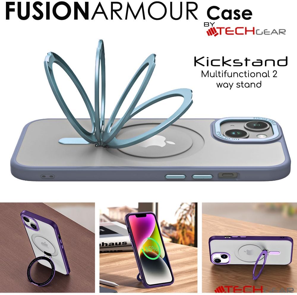 [Fusion Armour Ring] Premium Tough Protective Magnetic Ring Kickstand Case, MagSafe Case for iPhone 15 Plus 6.7"