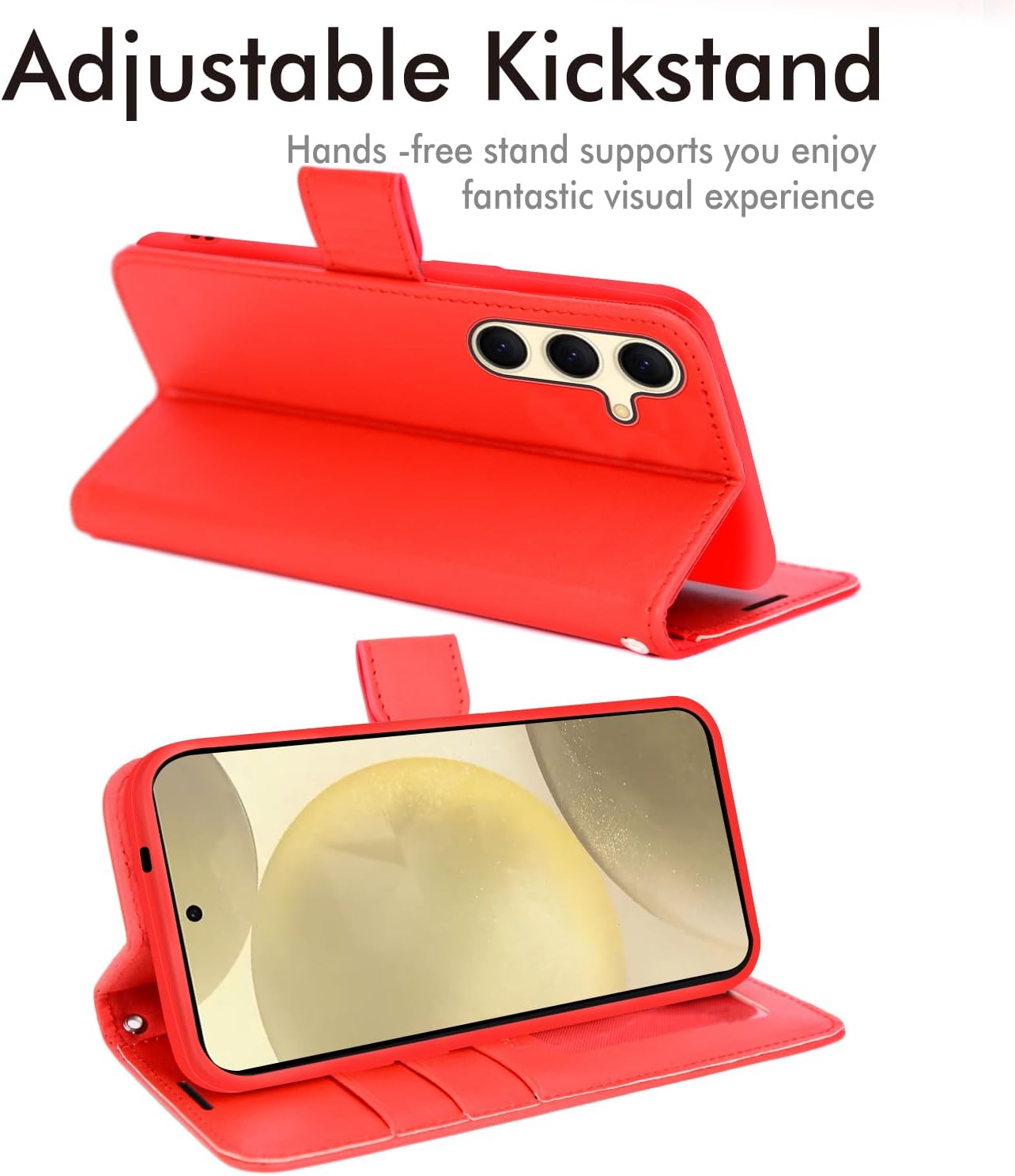 [Wallet Case] Protective Cover with Cash & Card Holder, Stand and Wrist Strap For Samsung Galaxy S24 Plus