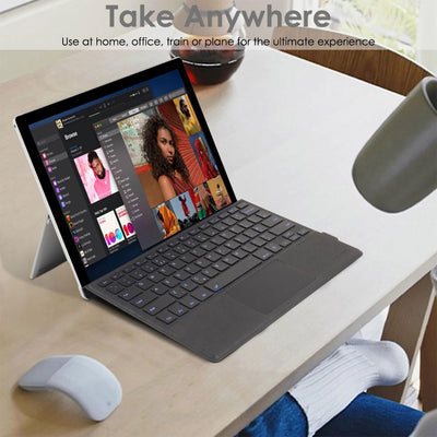 [Surface Keyboard] Slim Wireless Bluetooth Keyboard Cover, 7 Color Backlight, Precision Multi-Touch Trackpad for Microsoft Surface Surface Pro 3/ 4/ 5/ 6/ 7/ 7+
