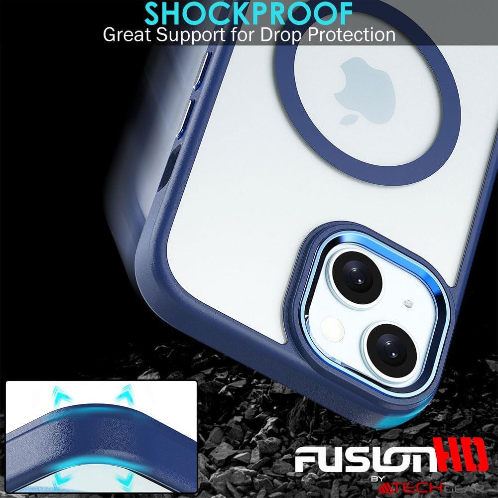 iPhone 15 Plus 6.7" Tough MagSafe Case [Magnetic Fusion] Premium Tough Rugged Protective Case Slim Heavy Duty Protection with Clear Back