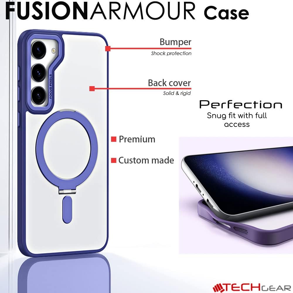 [Fusion Armour Ring] Premium Tough Protective Magnetic Ring Kickstand Case, MagSafe Case for Samsung Galaxy S24 Plus