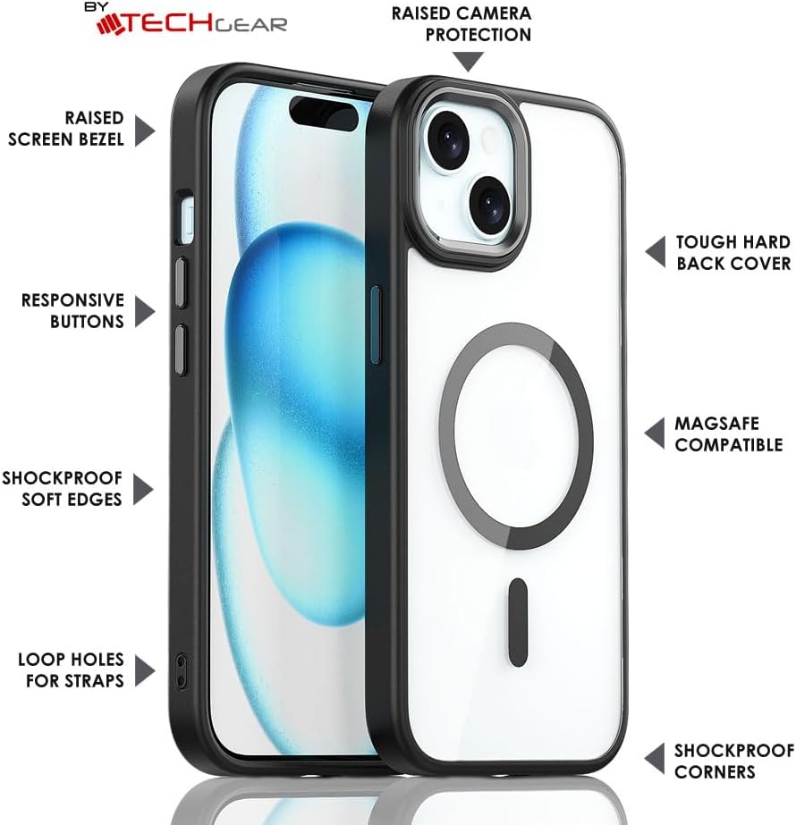 iPhone 15 Plus 6.7" Tough MagSafe Case [Magnetic Fusion] Premium Tough Rugged Protective Case Slim Heavy Duty Protection with Clear Back