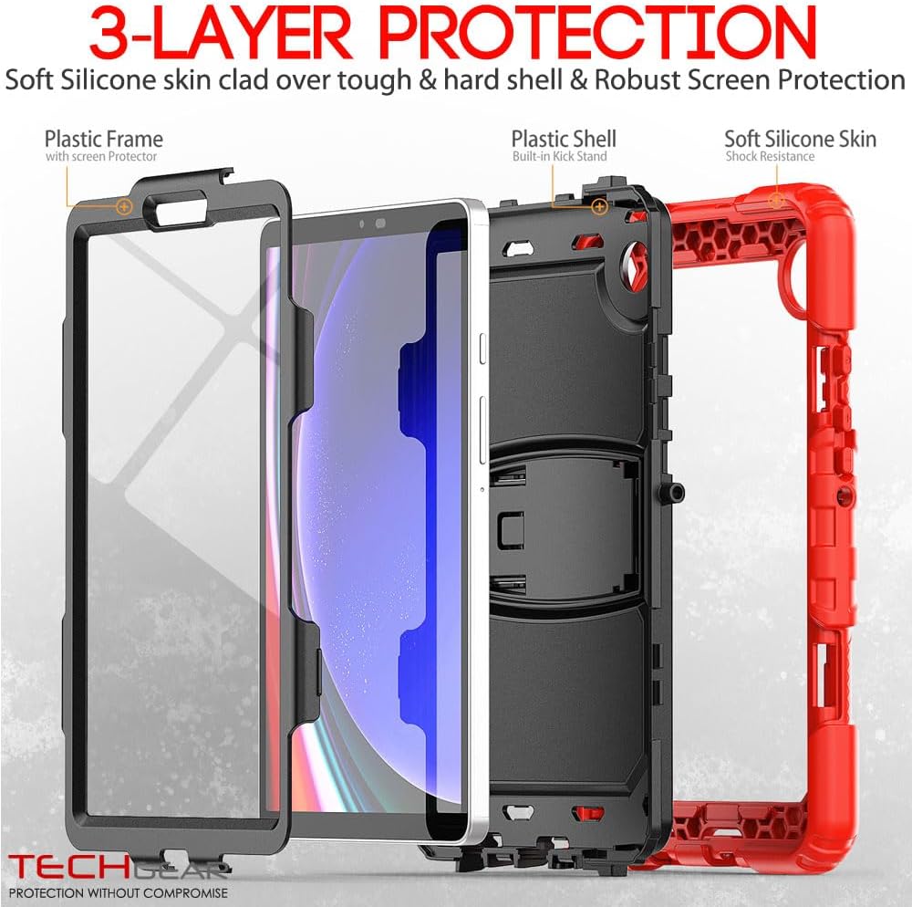 [ArmourSHIELD Case] Full Body Tough Rugged Case with Folding Stand & Screen Protector For Samsung Galaxy Tab A9 8.7" (SM-X110 / SM-X115)