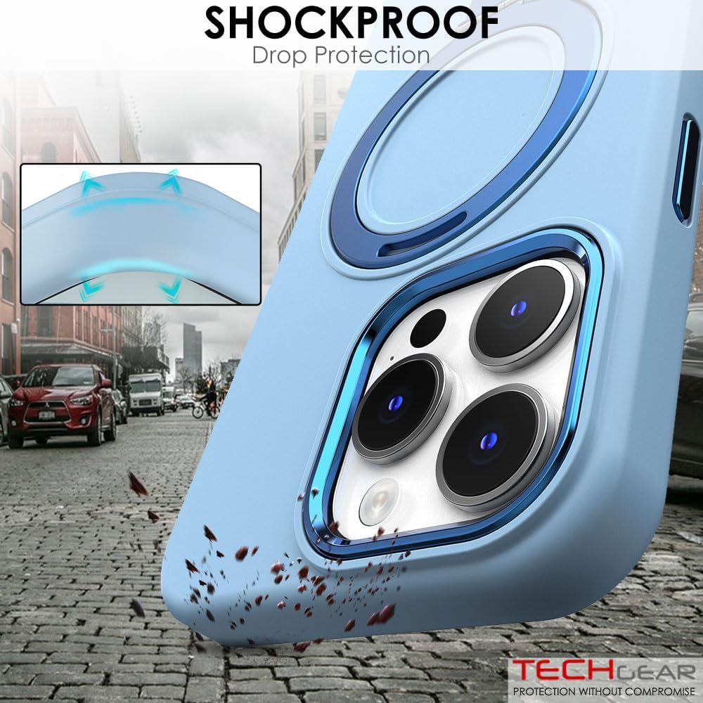 Premium Liquid Silicone Shockproof Anti-Scratch Magnetic Kickstand Case, Soft Microfibre Lining, Compatible with MagSafe Case for iPhone 15 Pro 6.1"
