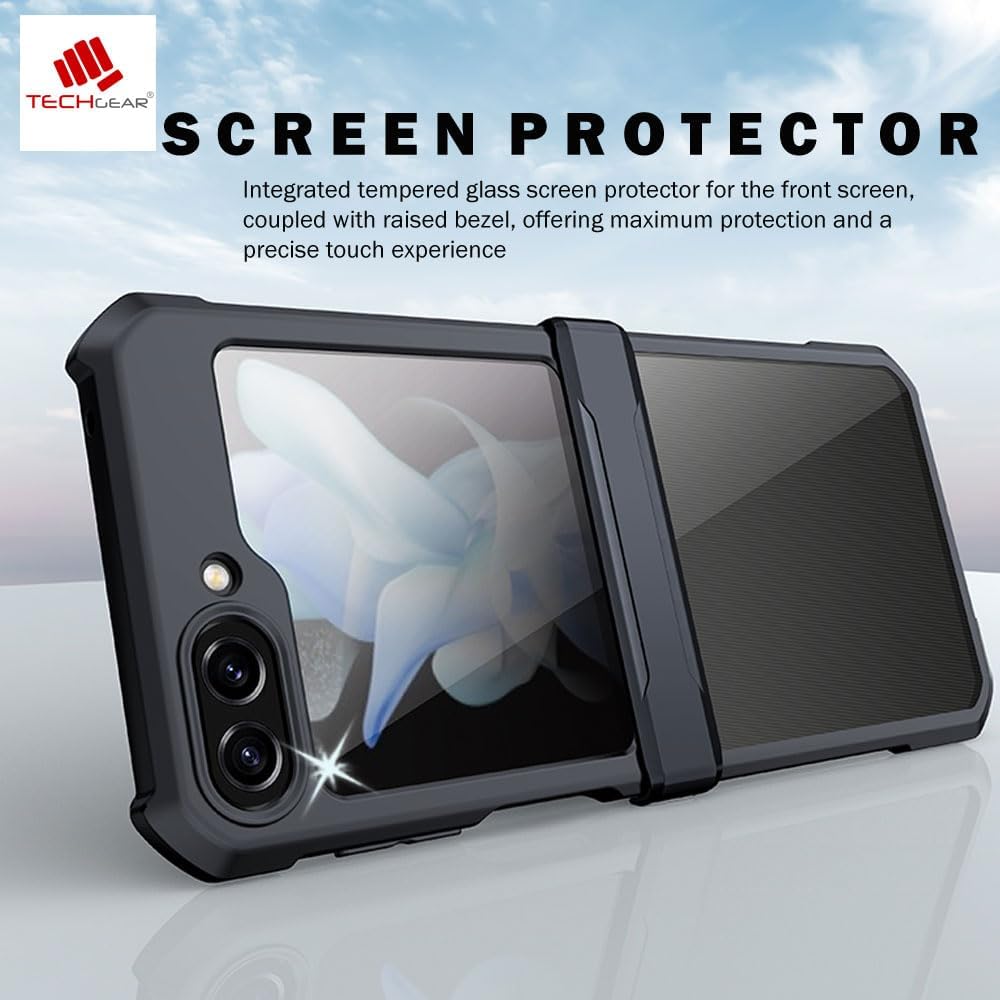 Samsung Galaxy Z Flip 5 Screen Protector & Hinge Case, Premium Fusion Tough Rugged [Hinge Protection Cover] [Screen Protector] Slim Heavy Duty Case