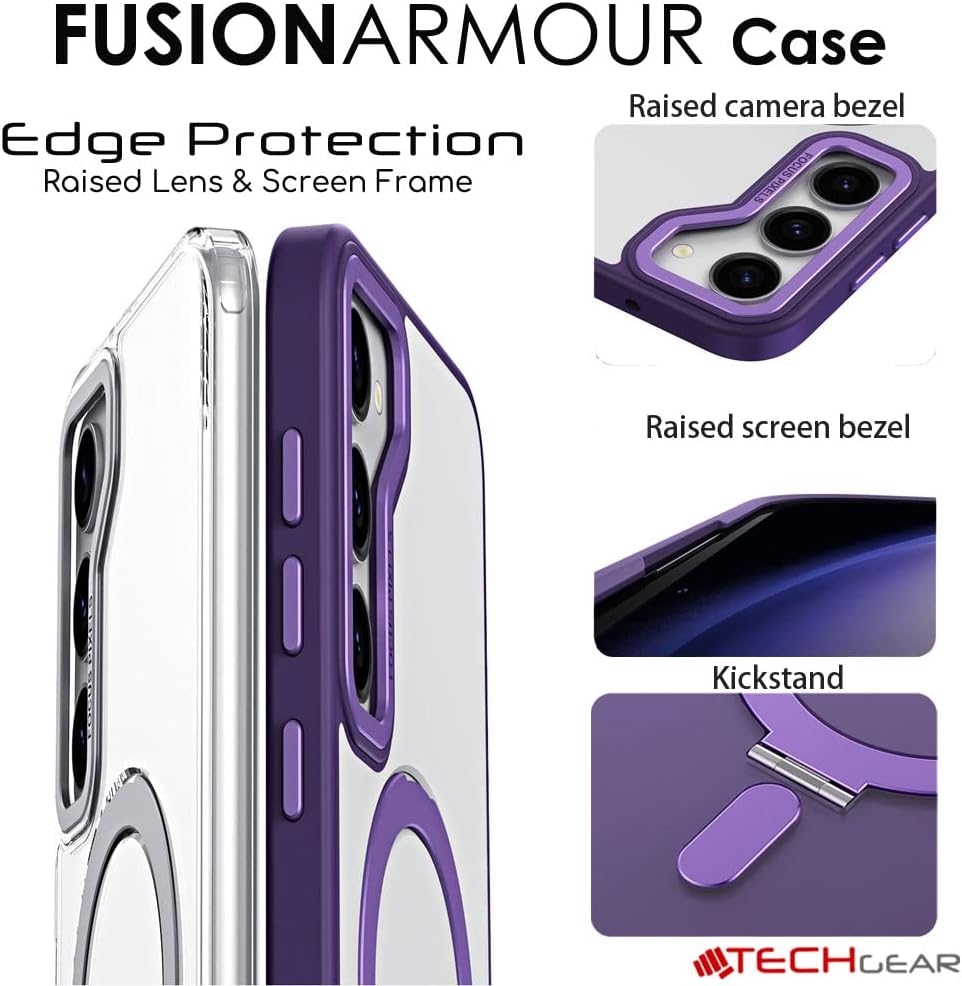 [Fusion Armour Ring] Premium Tough Protective Magnetic Ring Kickstand Case, MagSafe Case for Samsung Galaxy S24 Plus