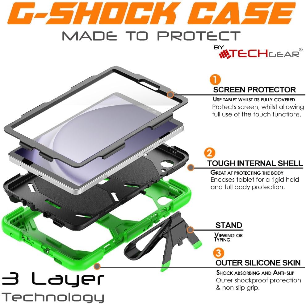 [G-SHOCK Case] Heavy Duty Long Survival Screen Protector Case for Samsung Galaxy Tab A9 8.7" (SM-X110 / SM-X115)