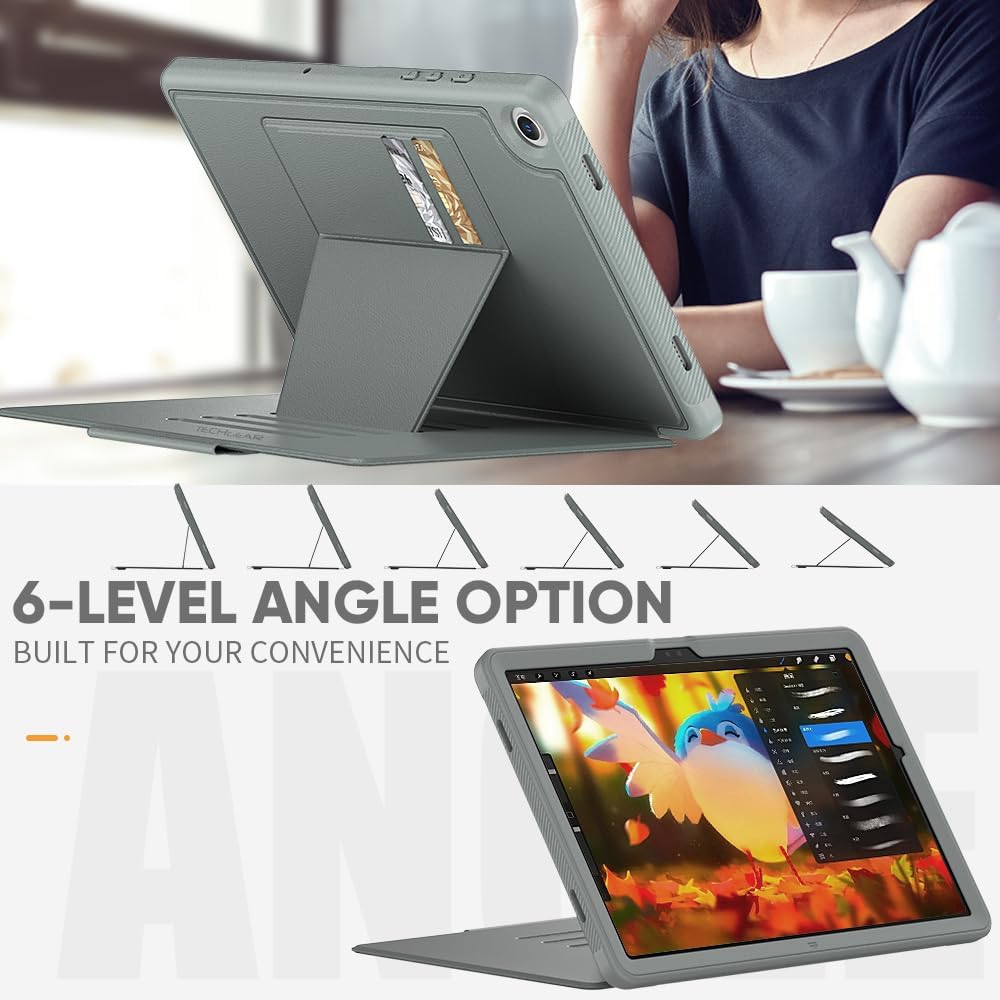 [Enduro Case] Tough Strong Magnetic & Flip Case [Auto Sleep/Wake] Cover with Multi-Angle Stand & Card Slot For Samsung Tab A9 Plus 11" (SM-X210/X215)