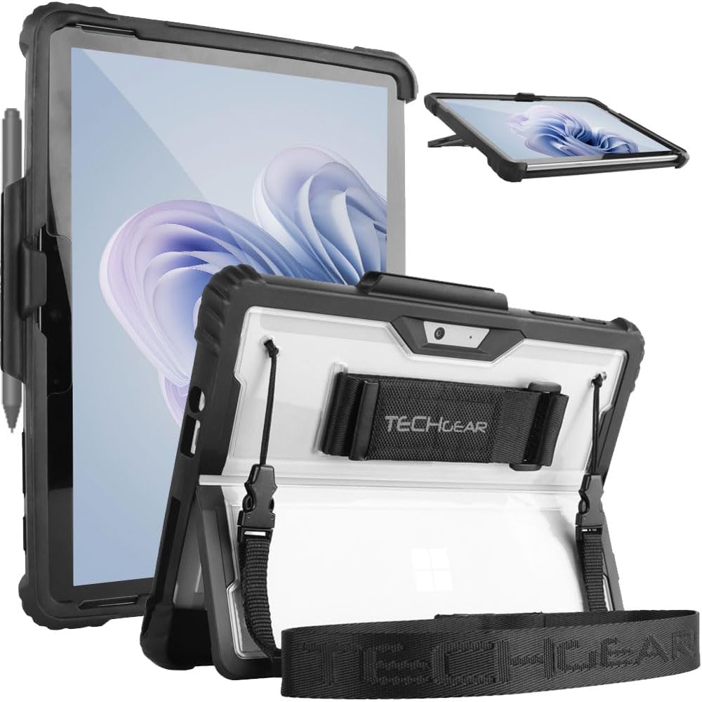 [DuraTUFF Case] Tough Rugged HEAVY DUTY Armour Shockproof Impact Case with Hand Strap, Shoulder Strap & Stand Cover for Microsoft Surface Go 4 3 2