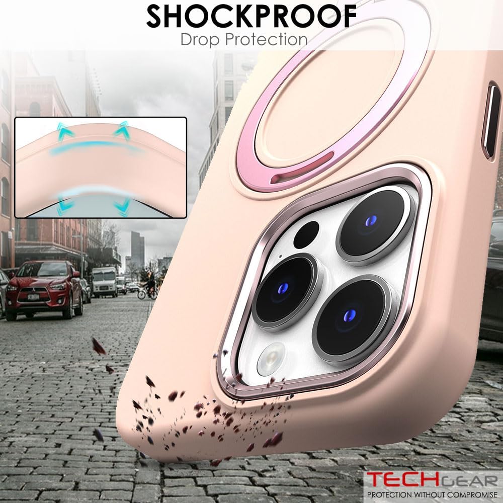 Premium Liquid Silicone Shockproof Anti-Scratch Magnetic Kickstand Case, Soft Microfibre Lining, Compatible with MagSafe Case for iPhone 15 Pro 6.1"