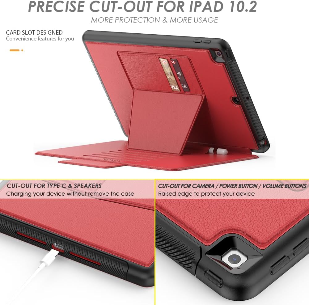 [Enduro Case] Tough Strong Magnetic & Flip Case [Auto Sleep/Wake] Cover with Multi-Angle Stand & Card Slot For Apple iPad 10.2" 2021-2019 9th-7th Gen
