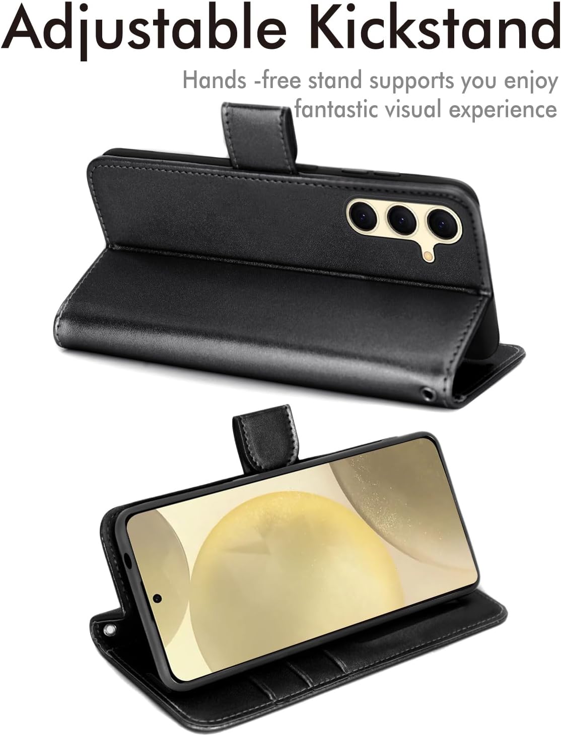 [Wallet Case] Protective Cover with Cash & Card Holder, Stand and Wrist Strap For Samsung Galaxy S24 Plus
