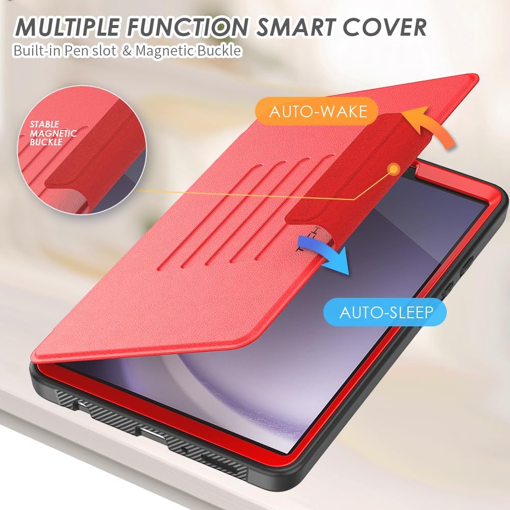 [Enduro Case] Tough Strong Magnetic & Flip Case [Auto Sleep/Wake] Cover with Multi-Angle Stand & Card Slot For Samsung Tab A9 8.7" (SM-X110 / X115)