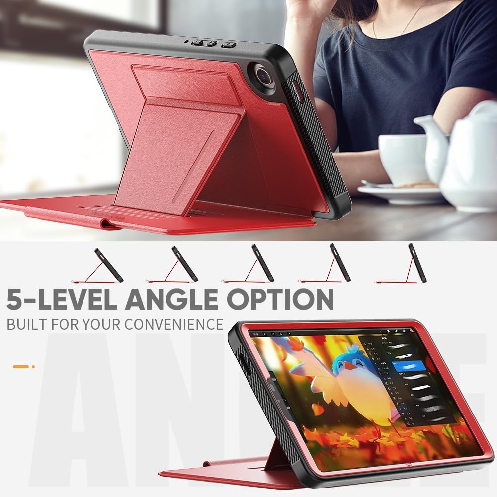[Enduro Case] Tough Strong Magnetic & Flip Case [Auto Sleep/Wake] Cover with Multi-Angle Stand & Card Slot For Samsung Tab A9 8.7" (SM-X110 / X115)