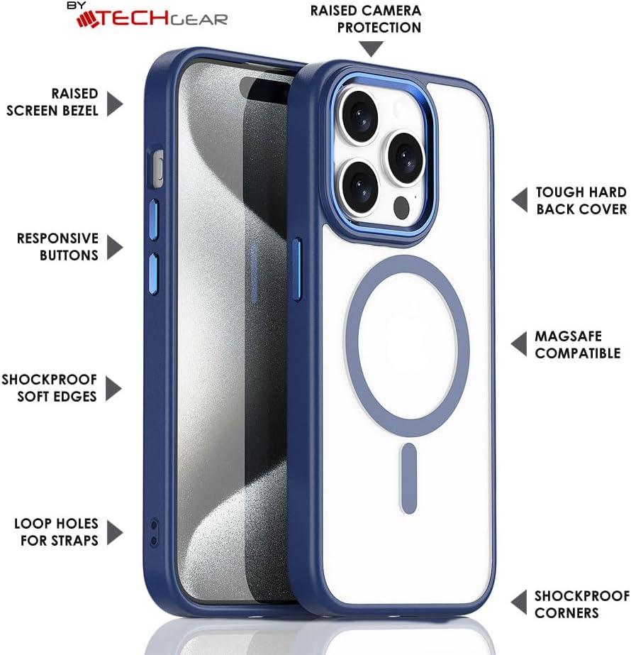 iPhone 15 Pro Max Tough MagSafe Case [Magnetic Fusion] Premium Tough Rugged Protective Case Slim Heavy Duty Protection with Clear Back