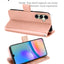 [Leather Wallet Case] Protective Cover with Cash & Card Holder, Stand and Wrist Strap For Samsung Galaxy A05s