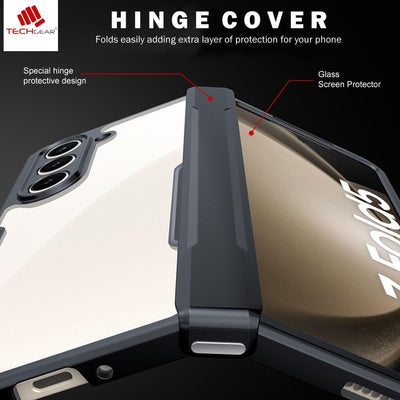 Samsung Galaxy Z Fold 5 Tough Case, Screen Protector Case with Hinge Protection Protective Case Heavy Duty with Built-in Glass Screen Protector