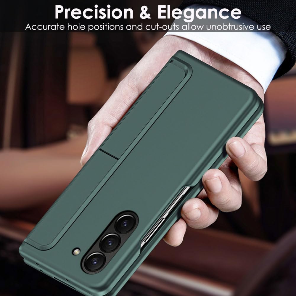 Samsung Galaxy Z Fold 5 Phone Case, [Interchangeable S-Pen Holder / Kickstand] [Front Screen Frame] Ultra-thin Hard PC Bumper Full Protective Cover