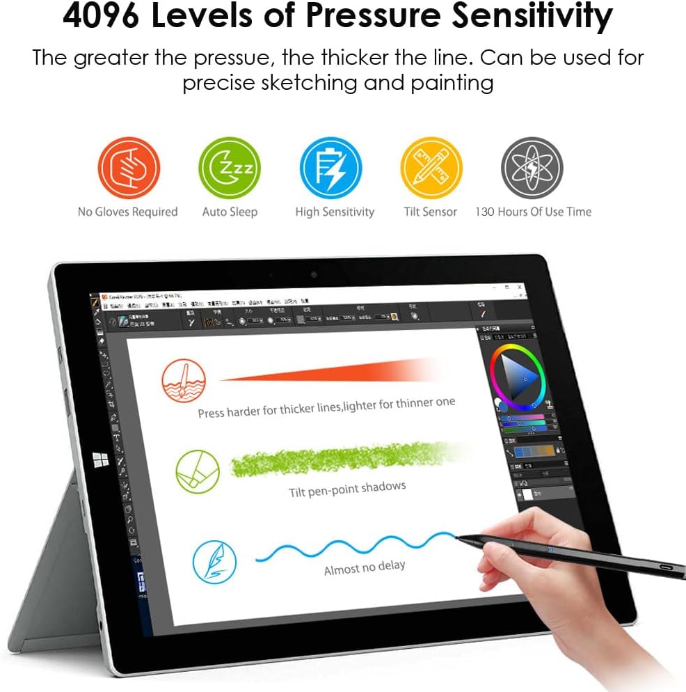 Stylus Pen for Microsoft Surface 2-in-1 [Magnetic] [Rechargeable] Pressure Sensitivity & Palm Rejection