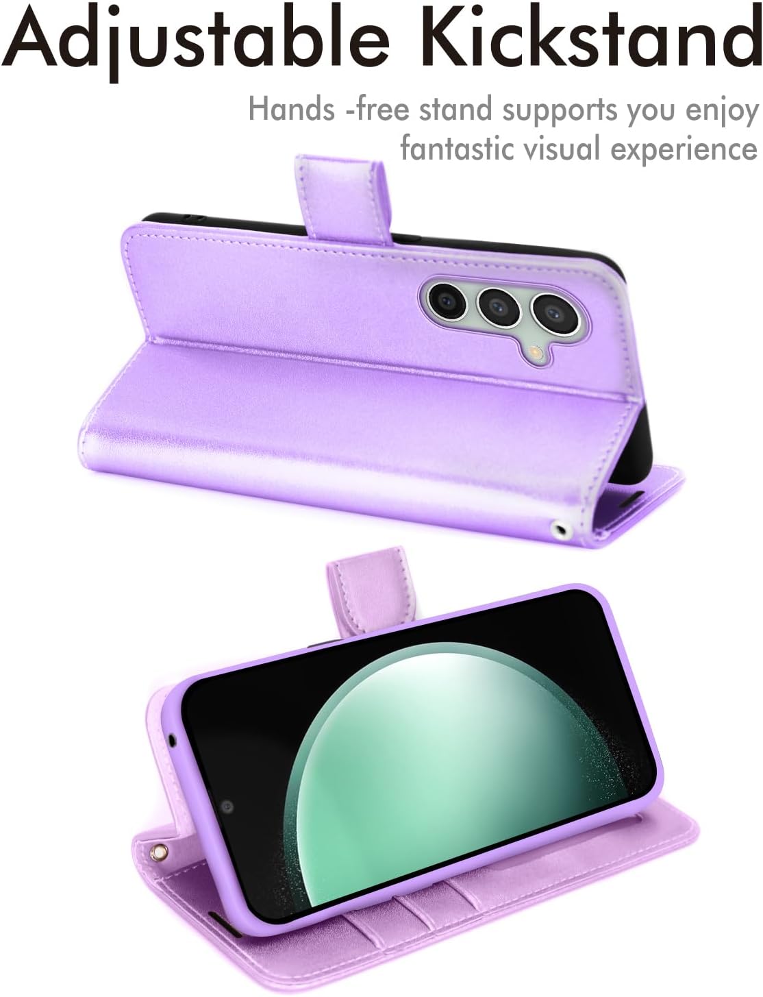 [Leather Wallet Case] Protective Cover with Cash & Card Holder, Stand and Wrist Strap For Samsung Galaxy S23 FE 5G