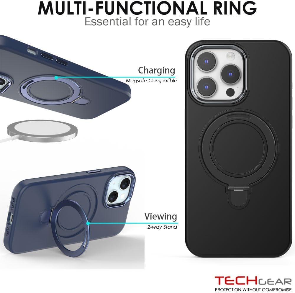 Premium Liquid Silicone Shockproof Anti-Scratch Magnetic Kickstand Case, Soft Microfibre Lining, Compatible with MagSafe Case for iPhone 15 Pro 6.1"