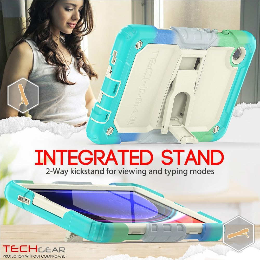 [ArmourSHIELD Case] Full Body Tough Rugged Case with Folding Stand & Screen Protector For Samsung Galaxy Tab A9 8.7" (SM-X110 / SM-X115)