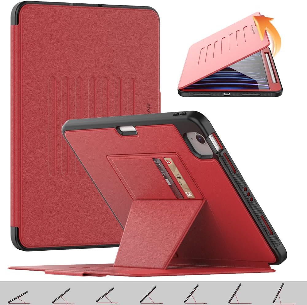 [Enduro Case] Tough Strong Magnetic & Flip Case [Auto Sleep/Wake] Cover with Multi-Angle Stand & Card Slot For Apple iPad Air 10.9", iPad Pro 11"