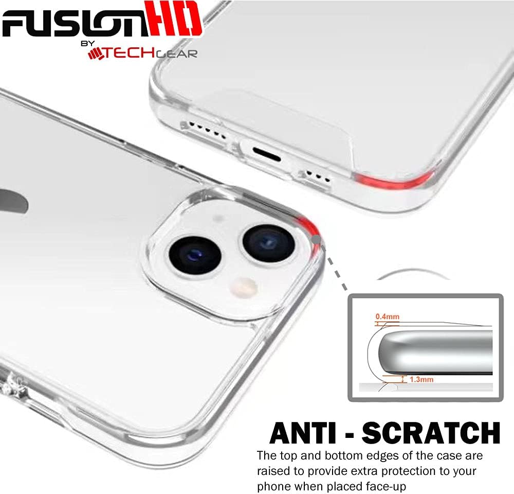 [Fusion HD Case] Shockproof Fused Gel Bumper & Hard Back Slim Clear Cover for iPhone 13 Mini