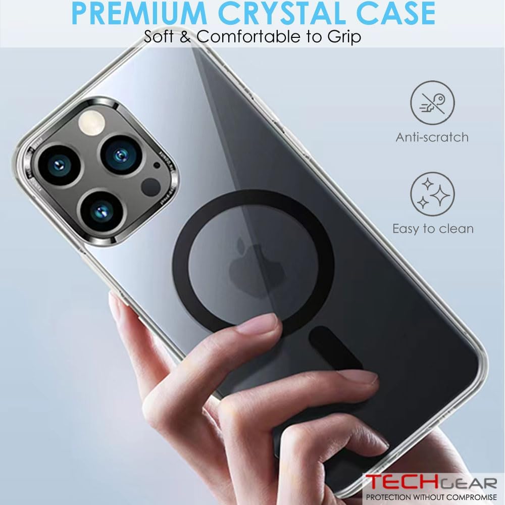 [Mag Fusion] Shockproof, Anti-Scratch, Slim & Light, Gel Bumper & Clear Hard Back Compatible with MagSafe Case Cover for iPhone 15 6.1"