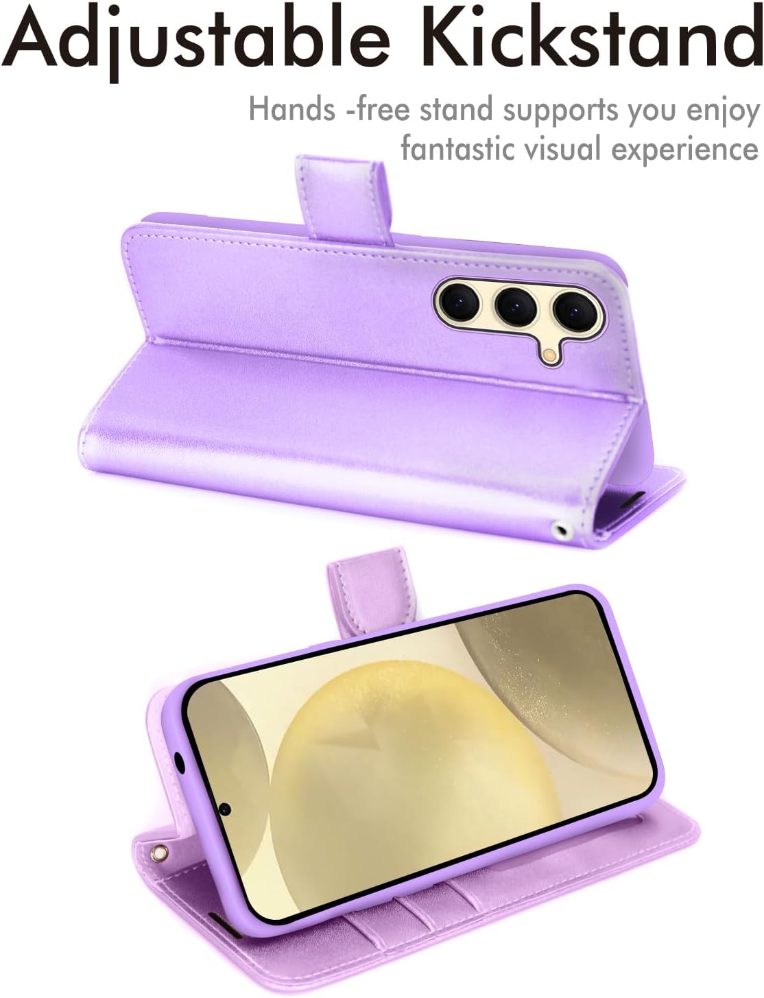 [Wallet Case] Protective Cover with Cash & Card Holder, Stand and Wrist Strap For Samsung Galaxy S24 Plus