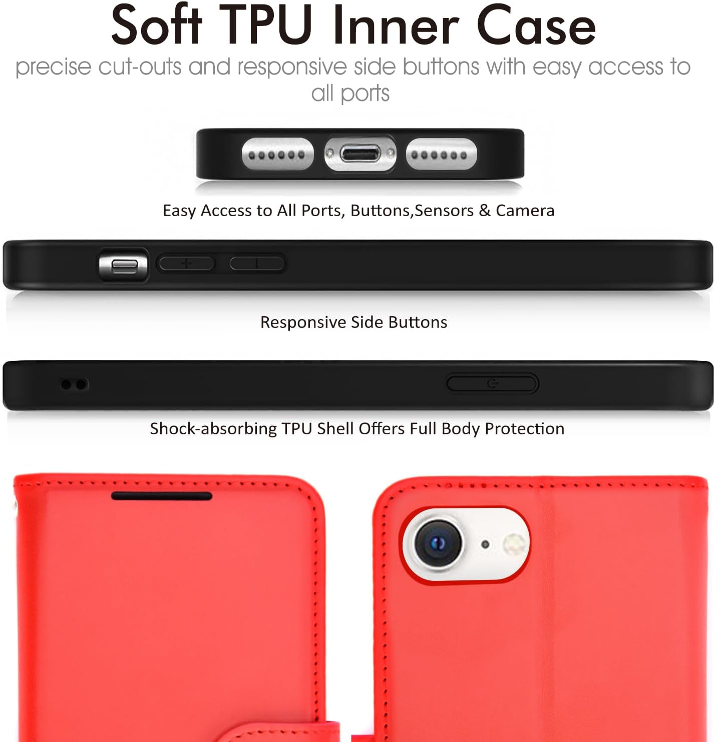 [Wallet Case] Protective Cover with Cash & Card Holder, Stand and Wrist Strap For Apple iPhone SE 3 / SE 2 / iPhone 8 7 6 6s 4.7"