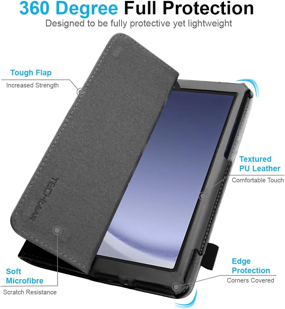 [Folio Case] Smart Cover Stand with Auto Sleep/Wake & Hand Strap for Samsung Galaxy Tab A9 Plus 11" (SM-X210 / SM-X215)