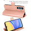 [Leather Wallet Case] Protective Cover with Cash & Card Holder, Stand and Wrist Strap For Samsung Galaxy A15 5g