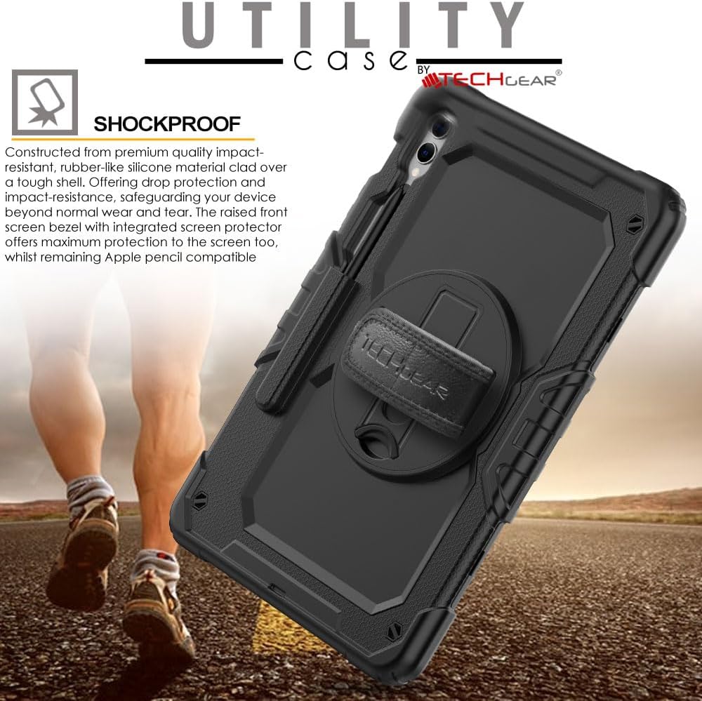 [UTILITY Case] Full Body Shockproof Case with Stand, Hand & Shoulder Strap for Samsung Galaxy Tab S9 FE Plus 12.4" (SM-X610 / SM-X616)