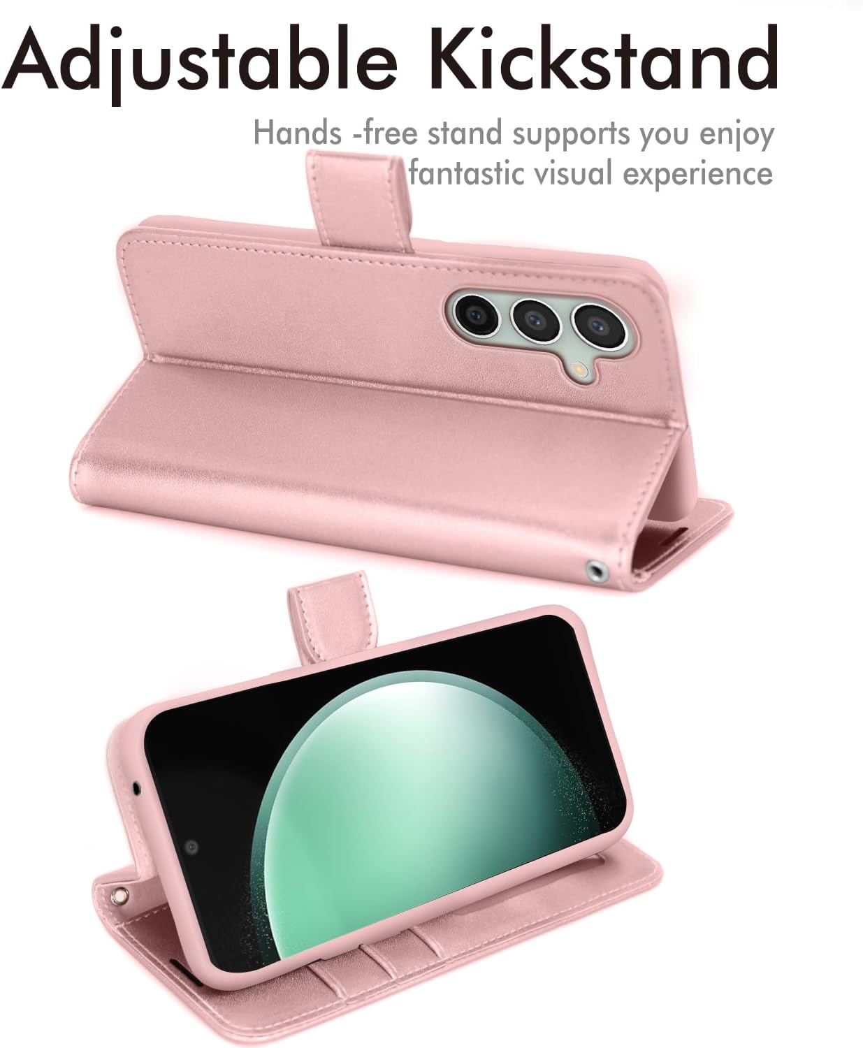 [Leather Wallet Case] Protective Cover with Cash & Card Holder, Stand and Wrist Strap For Samsung Galaxy S23 FE 5G