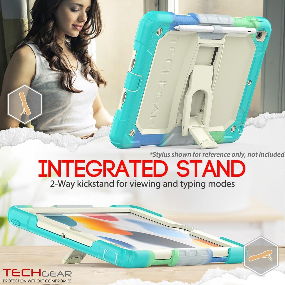 [ArmourSHIELD Case] Full Body Tough Rugged Case with Folding Stand & Screen Protector For Apple iPad 10.2" 2021/2020/2019 [9th/8th/7th Generation]