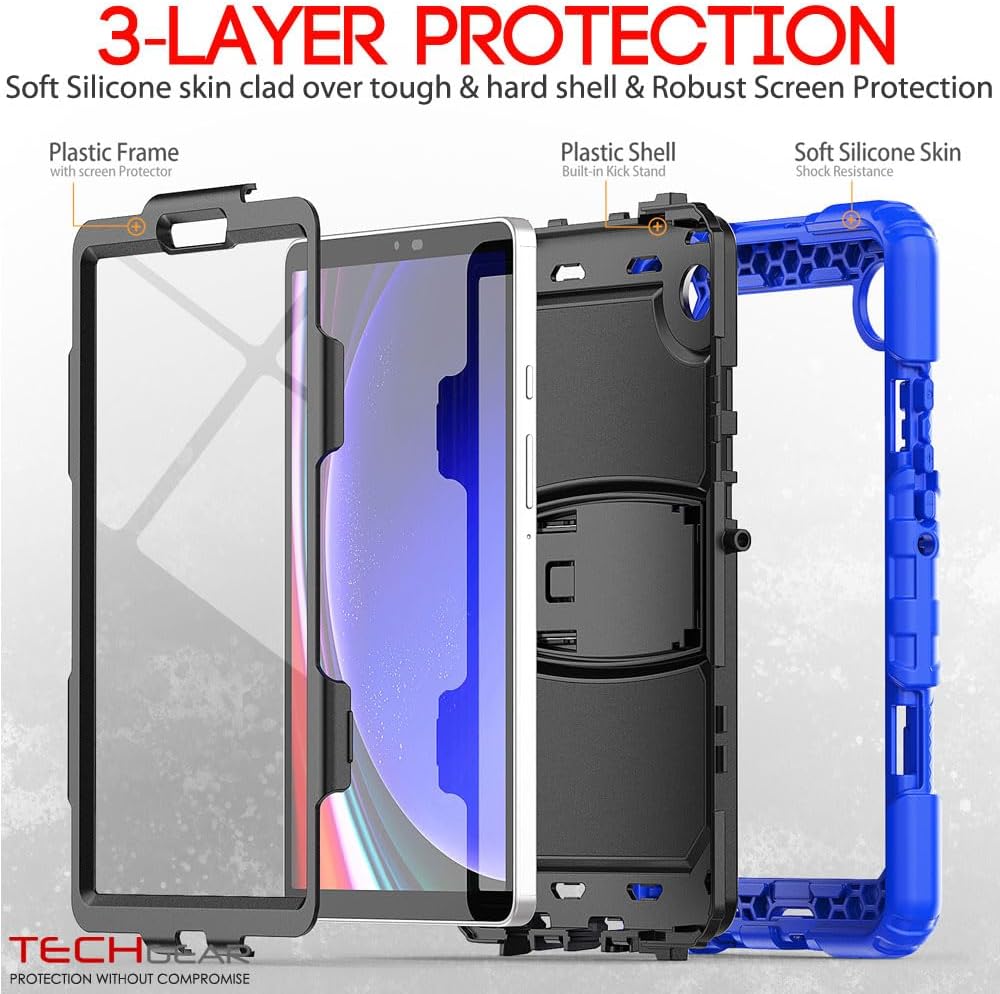[ArmourSHIELD Case] Full Body Tough Rugged Case with Folding Stand & Screen Protector For Samsung Galaxy Tab A9 8.7" (SM-X110 / SM-X115)