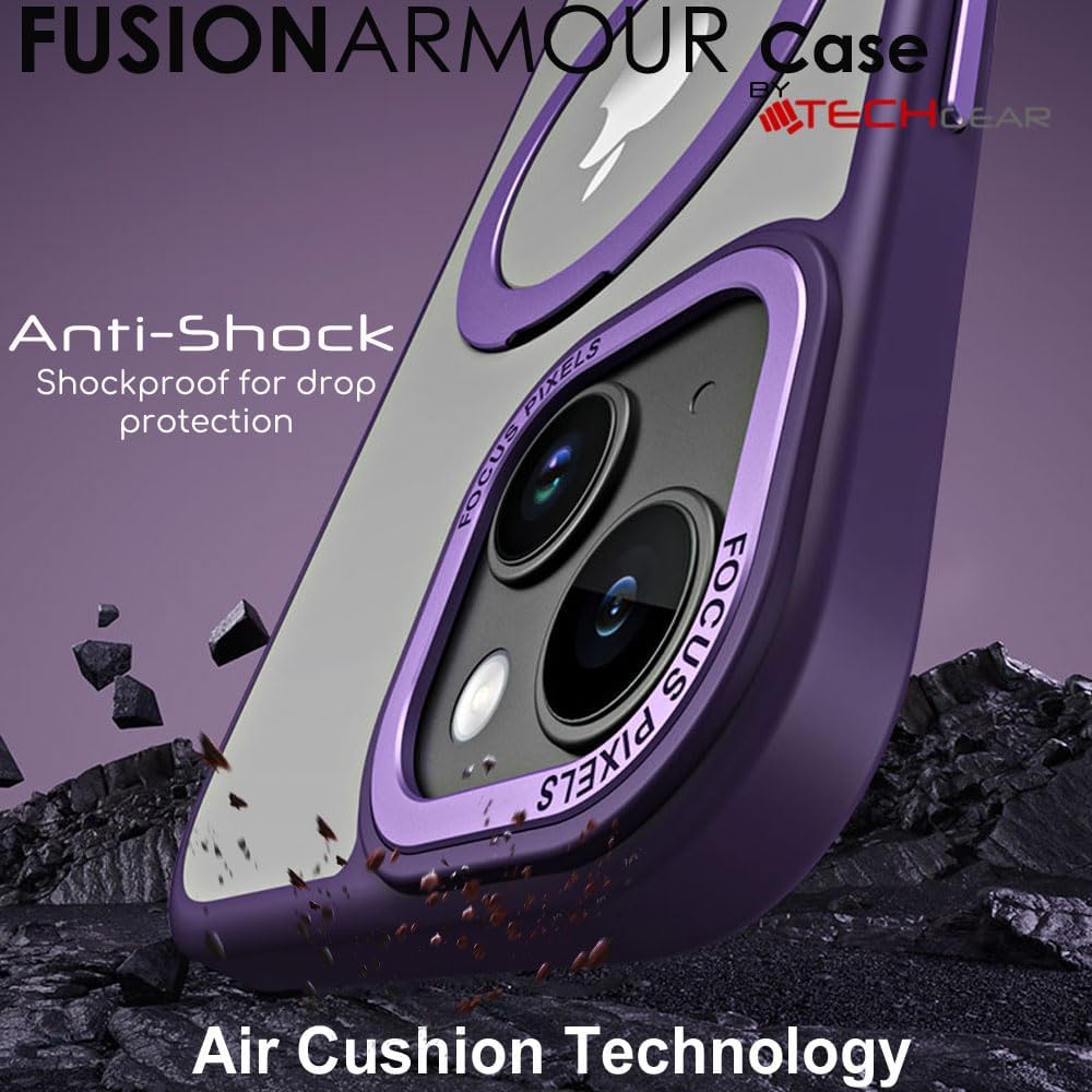 [Fusion Armour Ring] Premium Tough Protective Magnetic Ring Kickstand Case, MagSafe Case for iPhone 15 Plus 6.7"