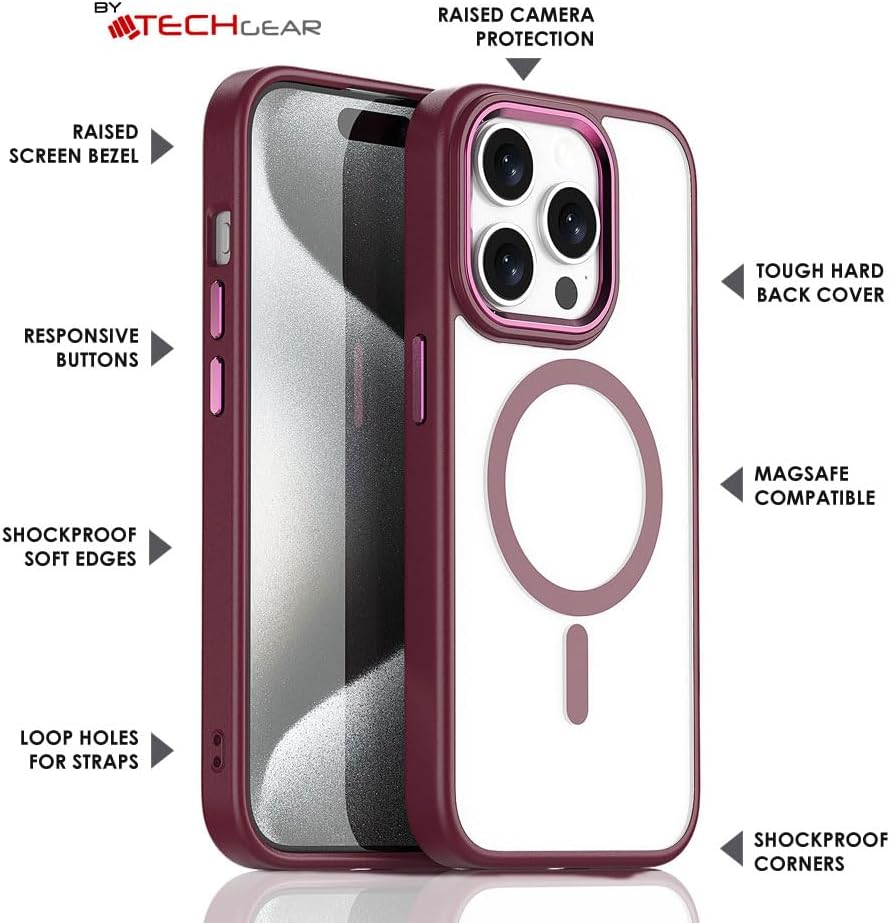 iPhone 15 Pro Tough Case [Magnetic Fusion] Premium Tough Rugged Protective Case Slim Heavy Duty Protection with Clear Back Compatible with MagSafe