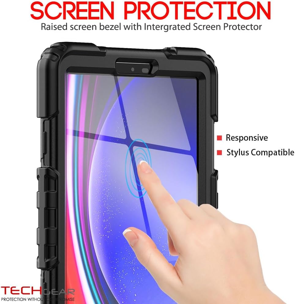 [ArmourSHIELD Case] Full Body Tough Rugged Case with Folding Stand & Screen Protector For Samsung Galaxy Tab A9 8.7" (SM-X110 / SM-X115)