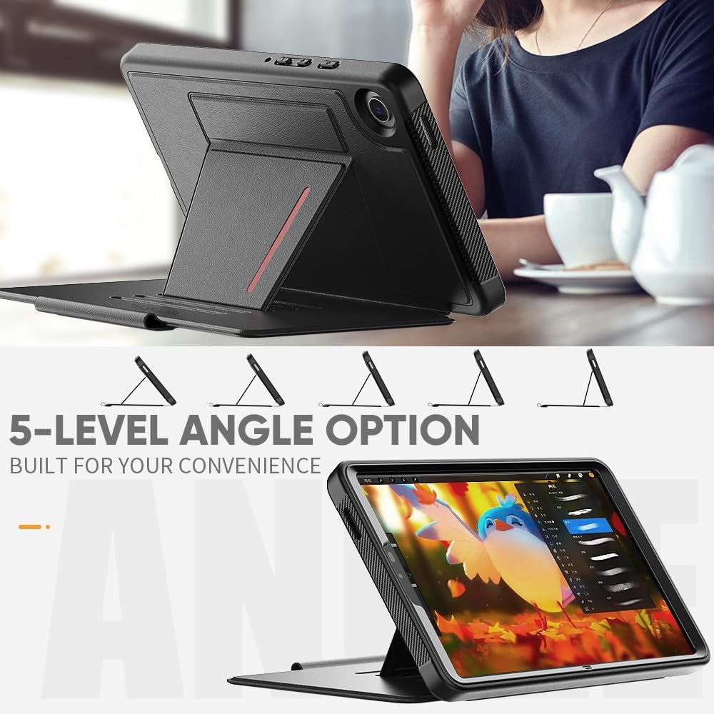 [Enduro Case] Tough Strong Magnetic & Flip Case [Auto Sleep/Wake] Cover with Multi-Angle Stand & Card Slot For Samsung Tab A9 8.7" (SM-X110 / X115)