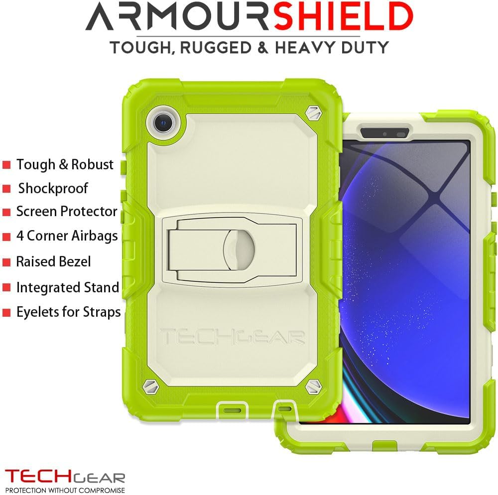 [ArmourSHIELD Case] Full Body Tough Rugged Case with Folding Stand & Screen Protector For Samsung Galaxy Tab A9 8.7" (SM-X110 / SM-X115)