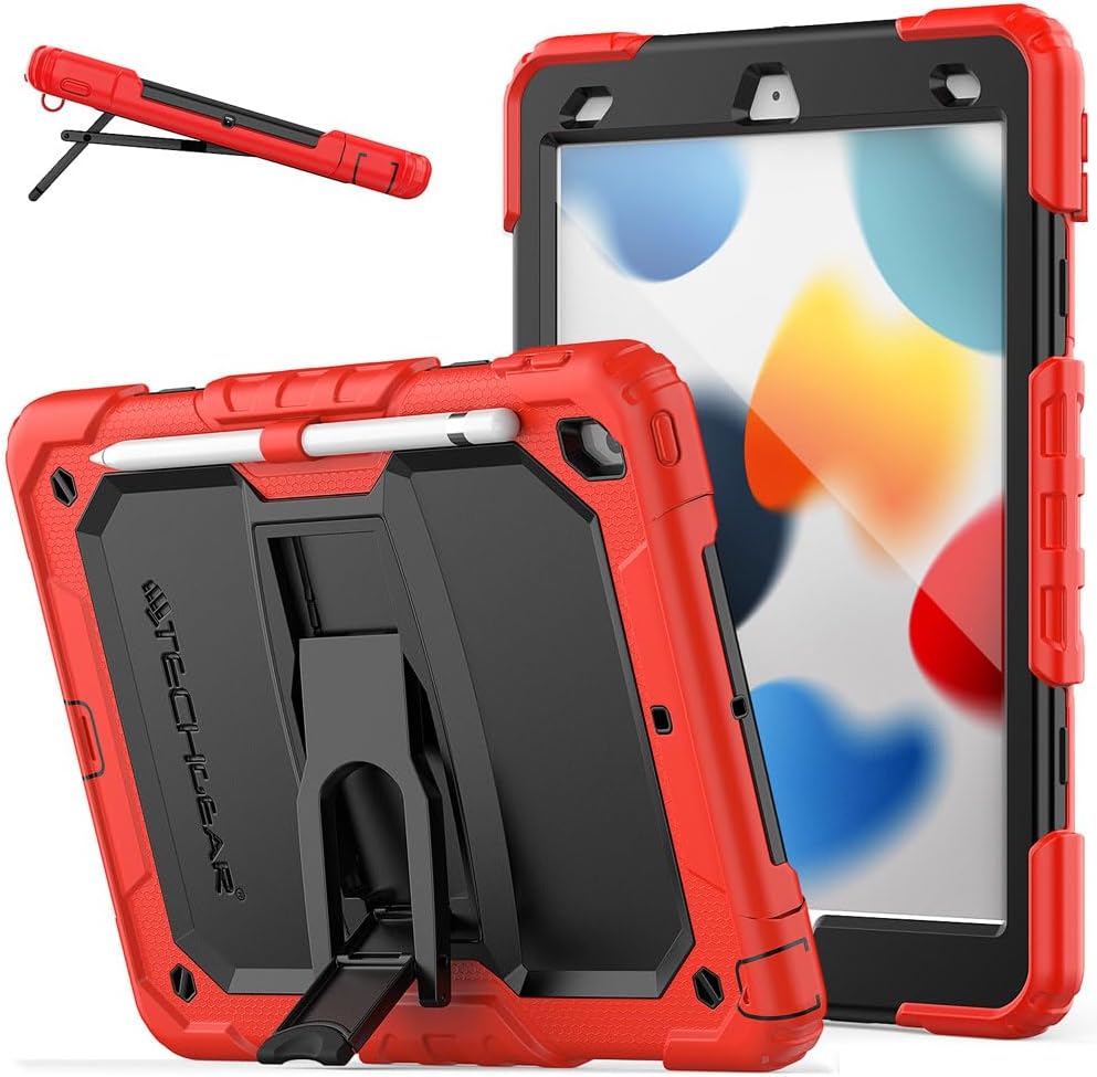 [ArmourSHIELD Case] Full Body Tough Rugged Case with Folding Stand & Screen Protector For Apple iPad 10.2" 2021/2020/2019 [9th/8th/7th Generation]