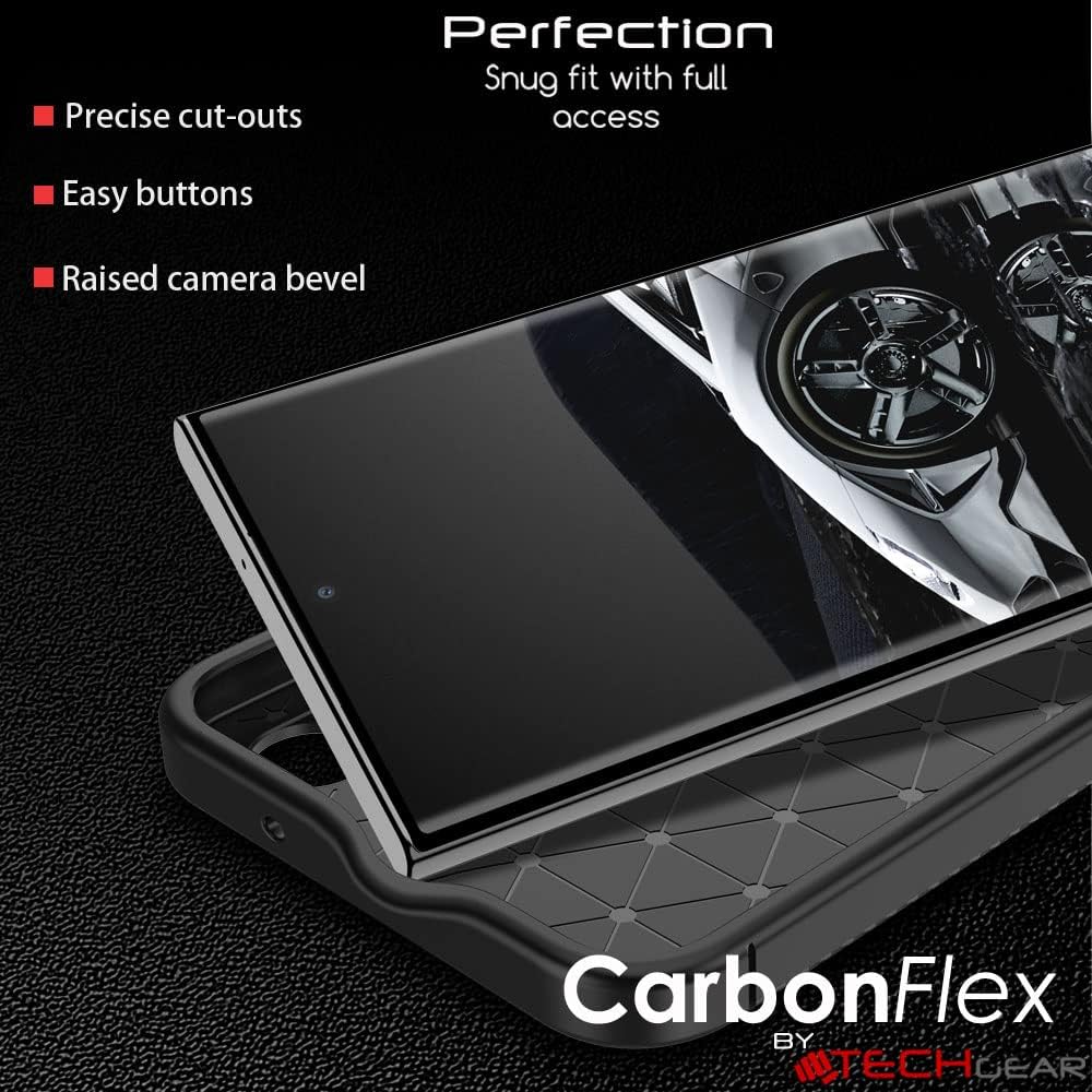 [CarbonFlex Case] Flexible, Shockproof, Ultra Slim, Soft TPU Protective Shell Cover with Carbon Fibre Detailing for Samsung Galaxy S24 Ultra