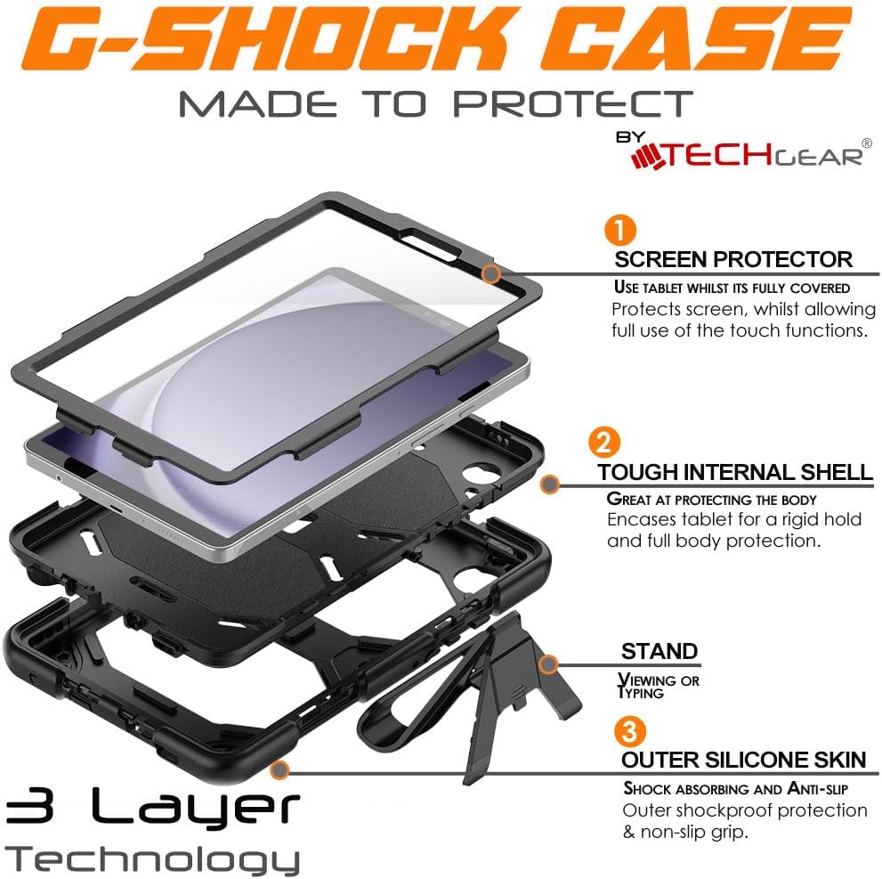 [G-SHOCK Case] Heavy Duty Long Survival Screen Protector Case for Samsung Galaxy Tab A9 8.7" (SM-X110 / SM-X115)