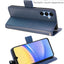 [Leather Wallet Case] Protective Cover with Cash & Card Holder, Stand and Wrist Strap For Samsung Galaxy A15 5g