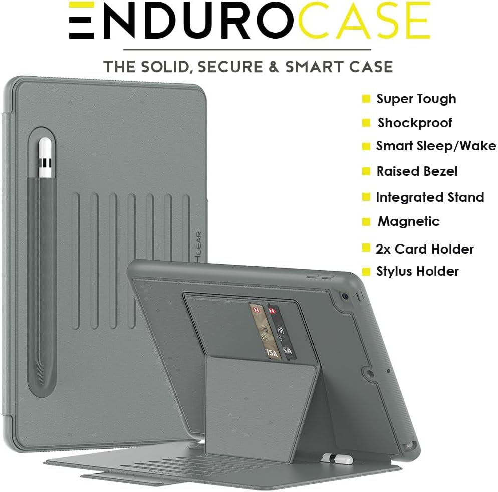 [Enduro Case] Tough Strong Magnetic & Flip Case [Auto Sleep/Wake] Cover with Multi-Angle Stand & Card Slot For Apple iPad 10.2" 2021-2019 9th-7th Gen