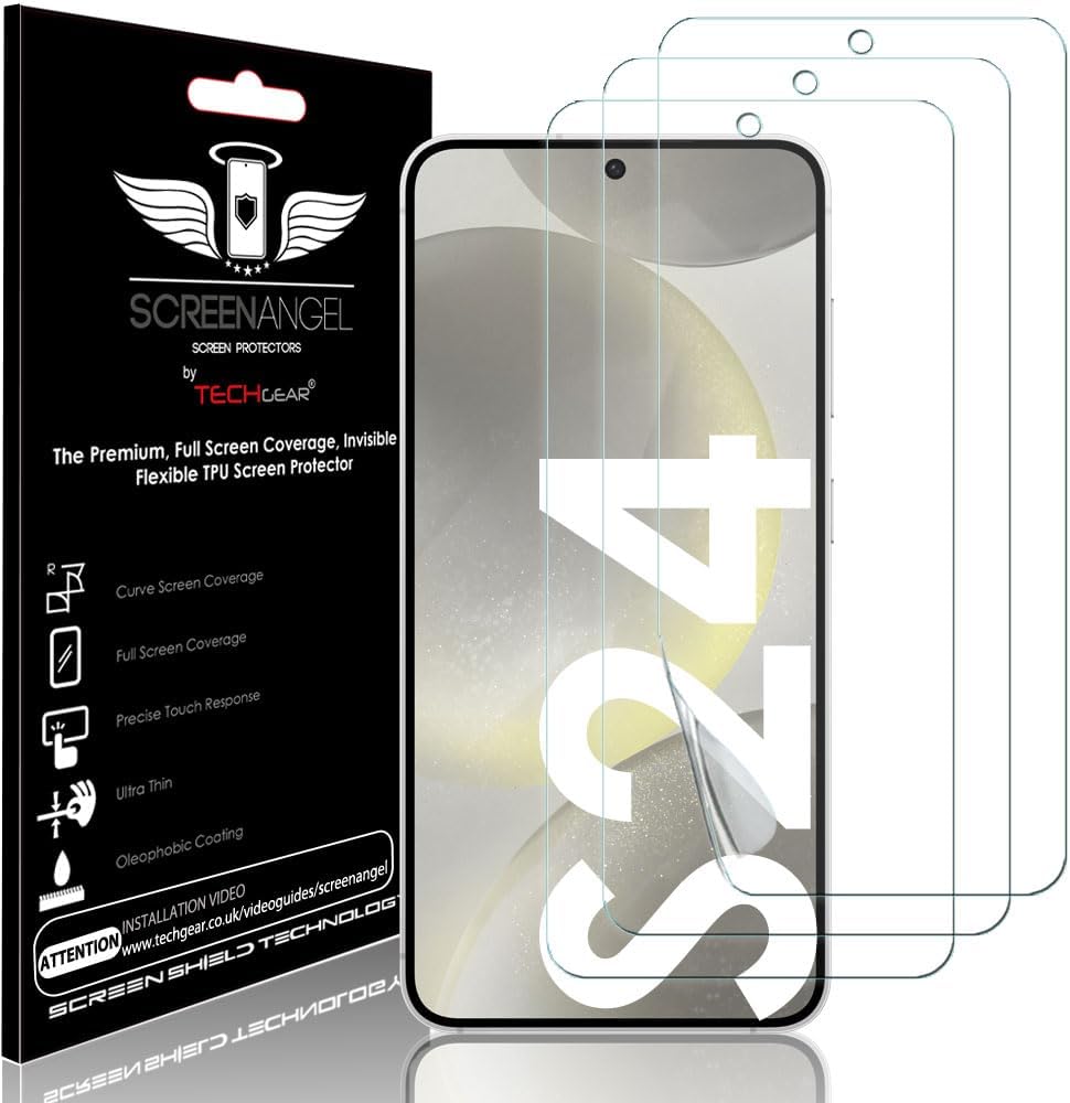 [Screen Angel Edition] Case Friendly Screen Protector [Bubble Free] [FULL Screen Coverage] HD Clear Flexible TPU Film For Samsung Galaxy S24 5G